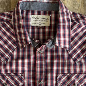 CODY JAMES MEN'S SAMMY PLAID PRINT SHORT SLEEVE SNAP WESTERN SHIRT/ medium